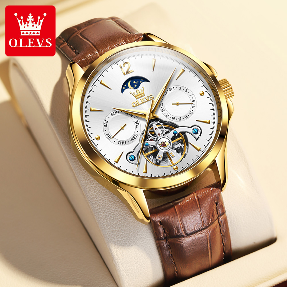 Tourbillon Movement Watch - OLEVS 6663 Мужские часы, оригинальные механические