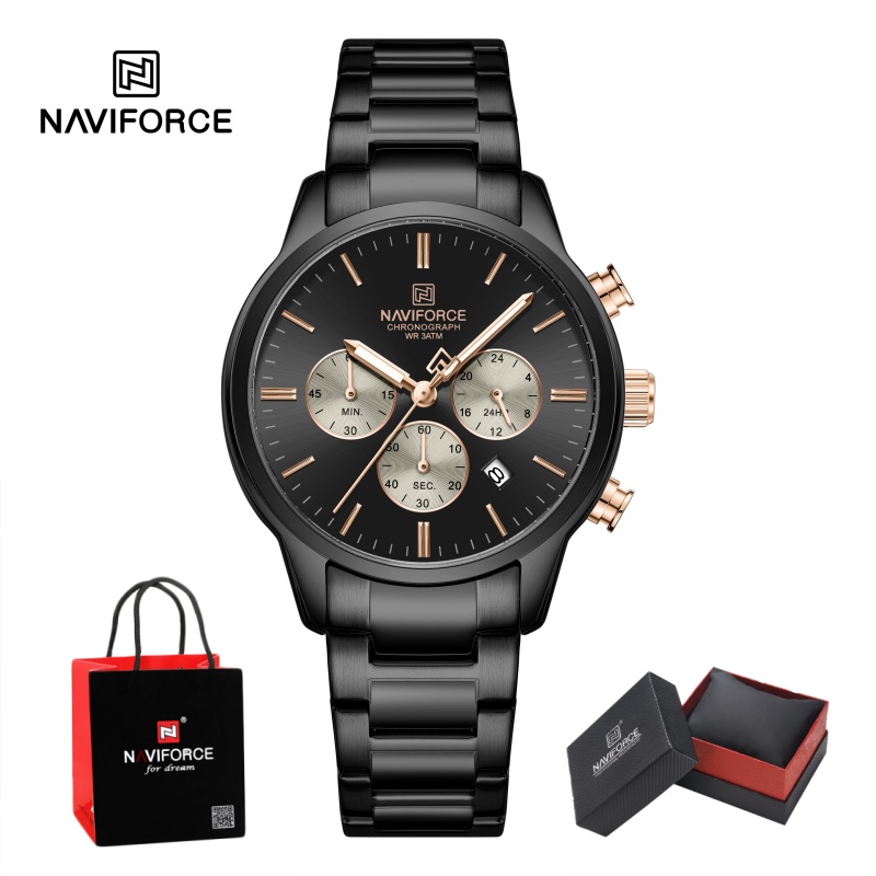 Luxury Watch And Bracelet - Мужские кварцевые часы-хронограф NAVIFORCE, водонепроницаемые, с