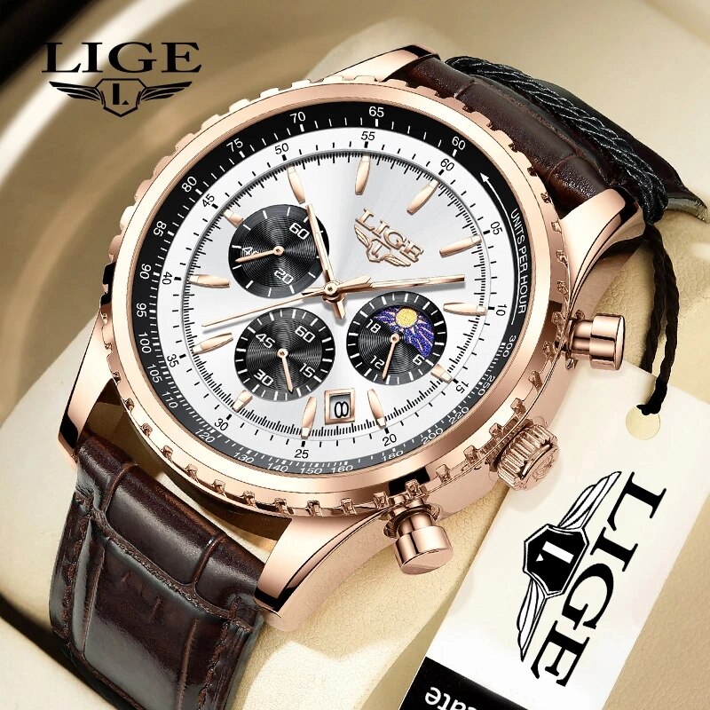 Luxury Watch Holder For Men - Часы наручные LIGE Мужские кварцевые, брендовые
