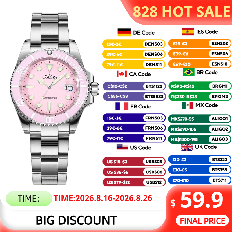 Luxury Watch Usa - Женские водонепроницаемые часы ADDIES 36 мм,