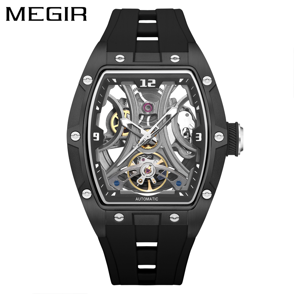 Tourbillon Movement Watch - Мужские автоматические часы MEGIR 2245 Tonneau