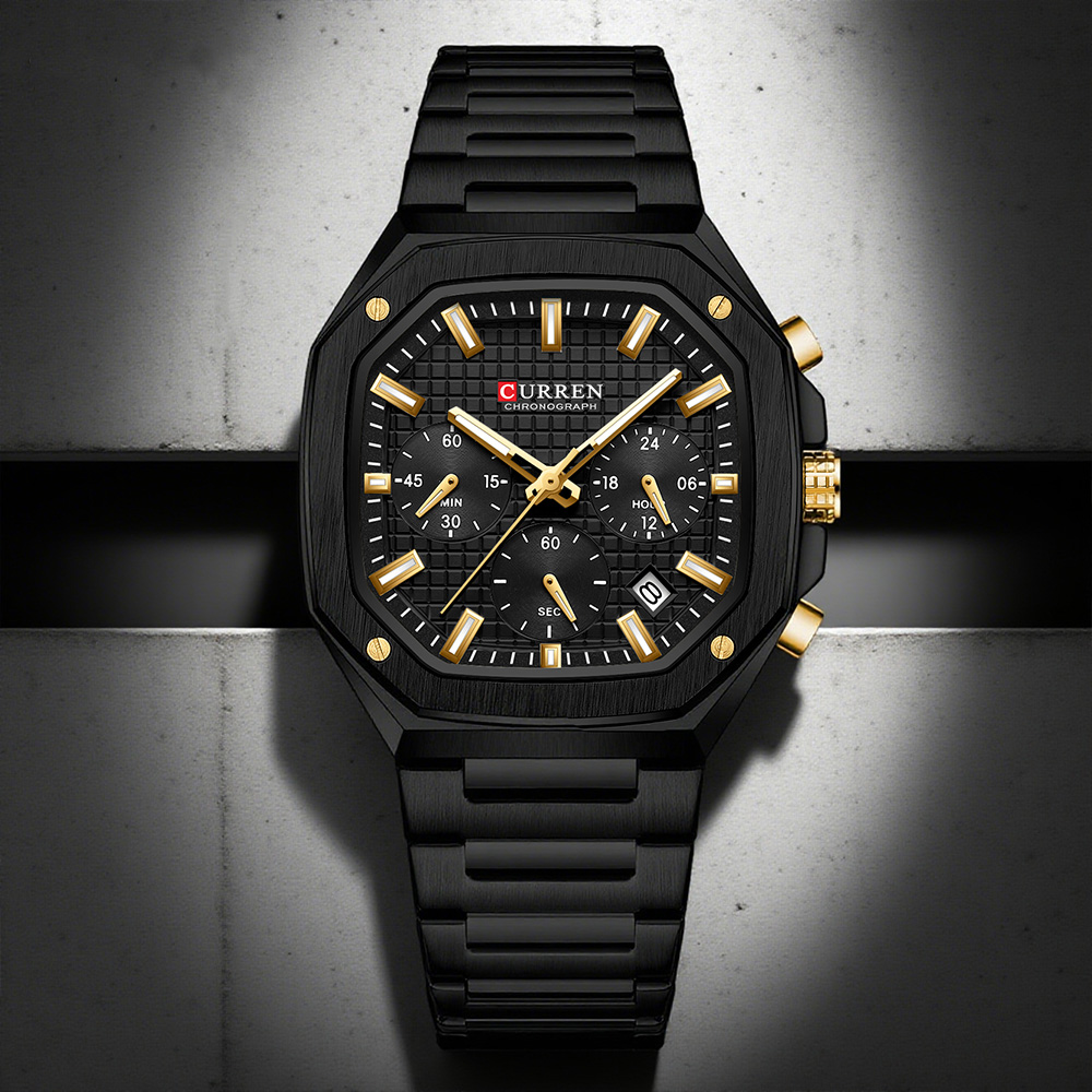 Luxury Watch And Bracelet - CURREN Роскошные квадратные часы с хронографом