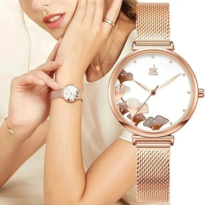 Luxury Watch Gift For Her - Роскошные женские часы с рисунком гинкго,