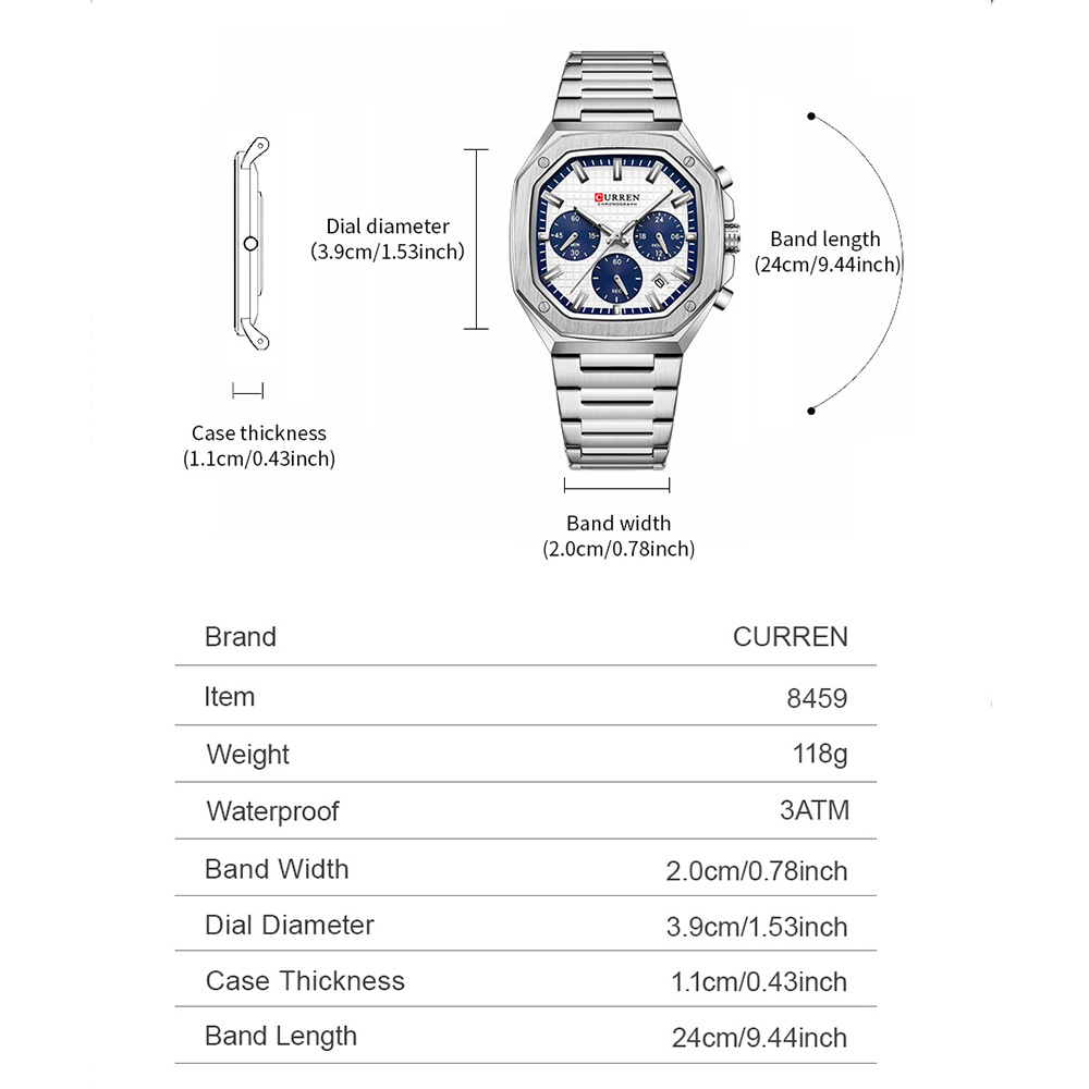 CURREN Роскошные квадратные ча – обзор и цена Luxury Watch And Bracelet
