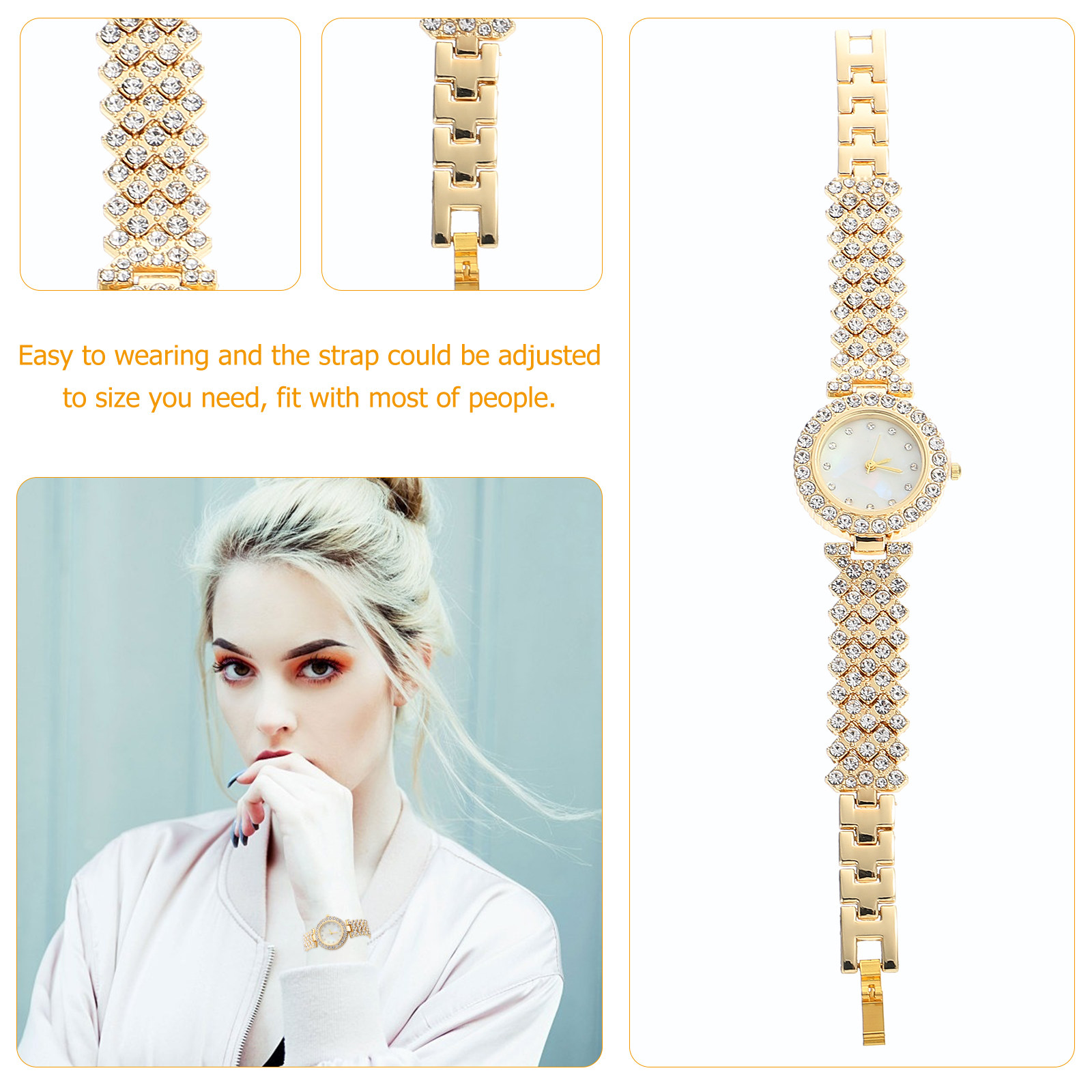 Часы с кристаллами, золотистог – обзор и цена Luxury Watch Gift For Her