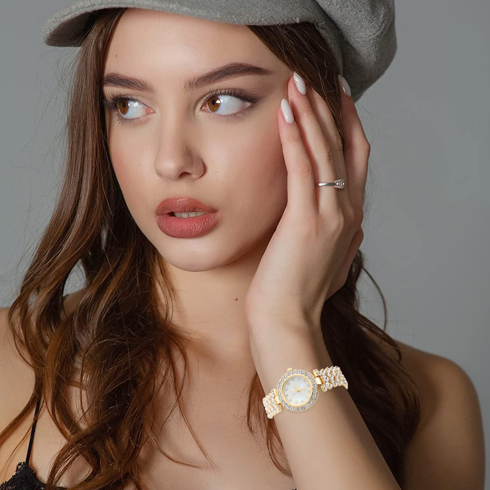 Часы с кристаллами, золотистог – обзор и цена Luxury Watch Gift For Her